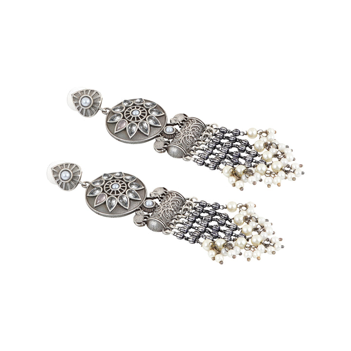 Teejh Gahez White Silver Oxidised Earrings
