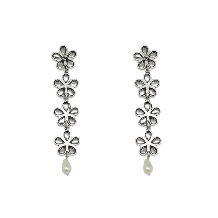 Saadhvi Silver Oxidised polki Necklace Set - Teejh