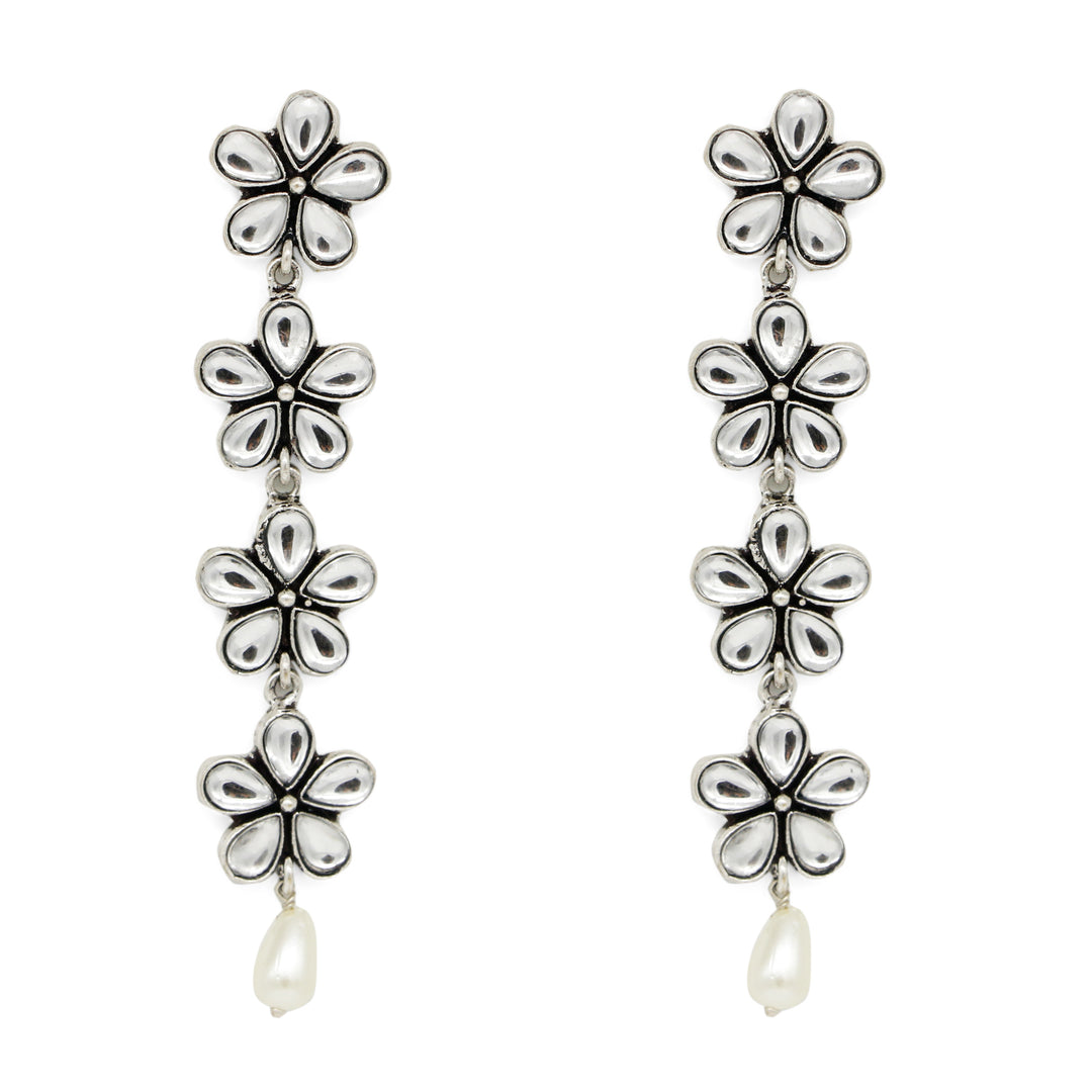 Saadhvi Silver Oxidised polki Necklace Set - Teejh