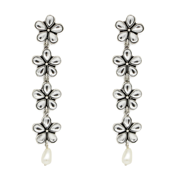 Saadhvi Silver Oxidised polki Necklace Set - Teejh