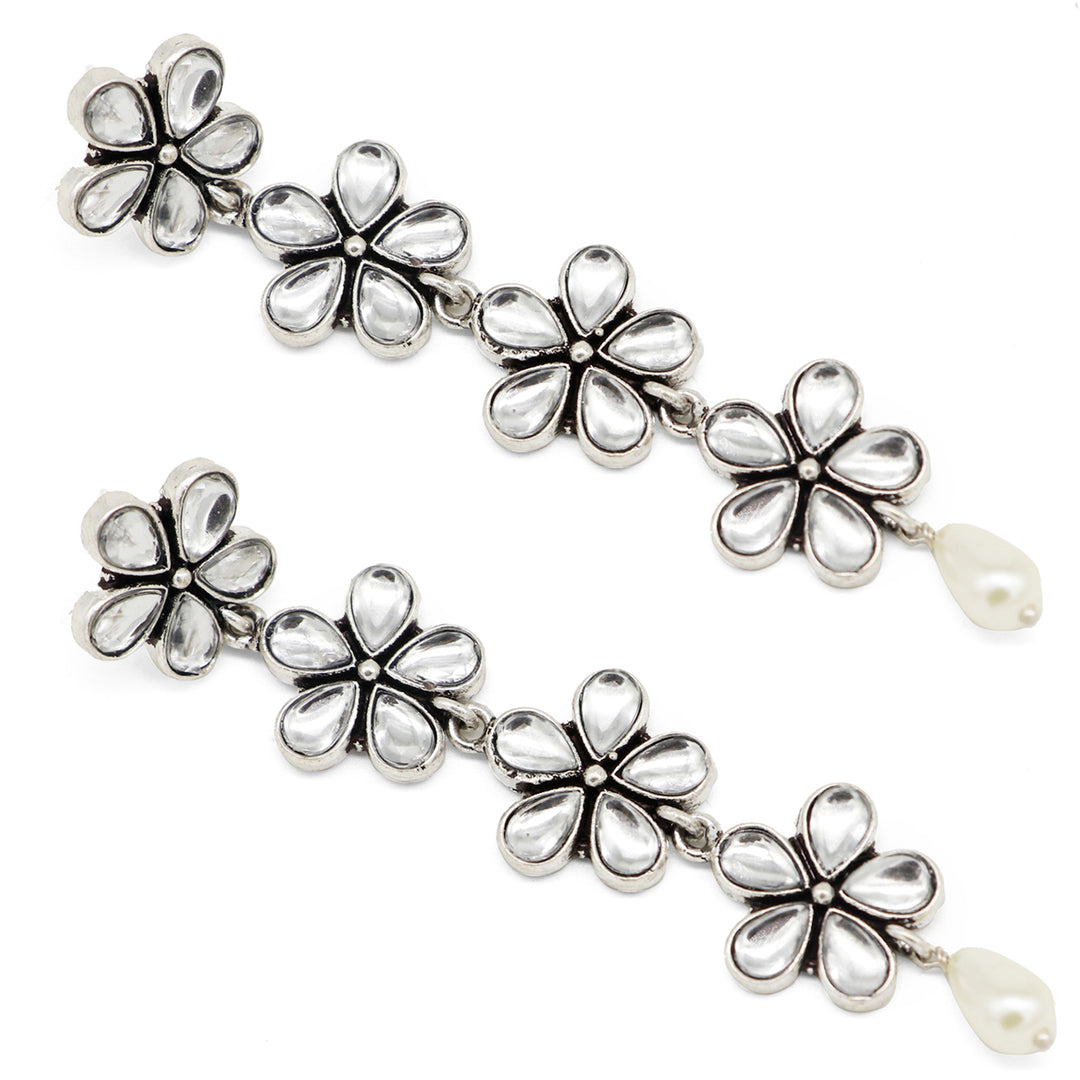 Saadhvi Silver Oxidised polki Necklace Set - Teejh