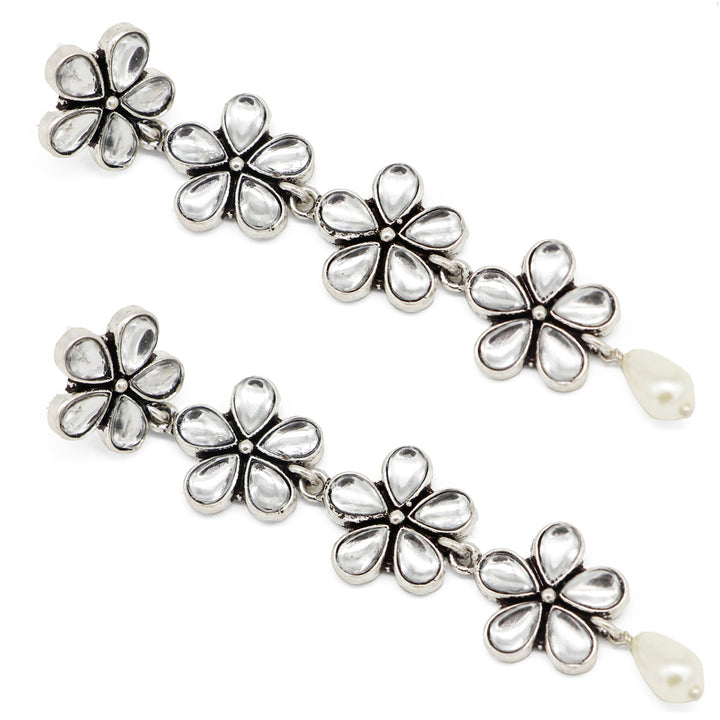 Saadhvi Silver Oxidised polki Necklace Set - Teejh