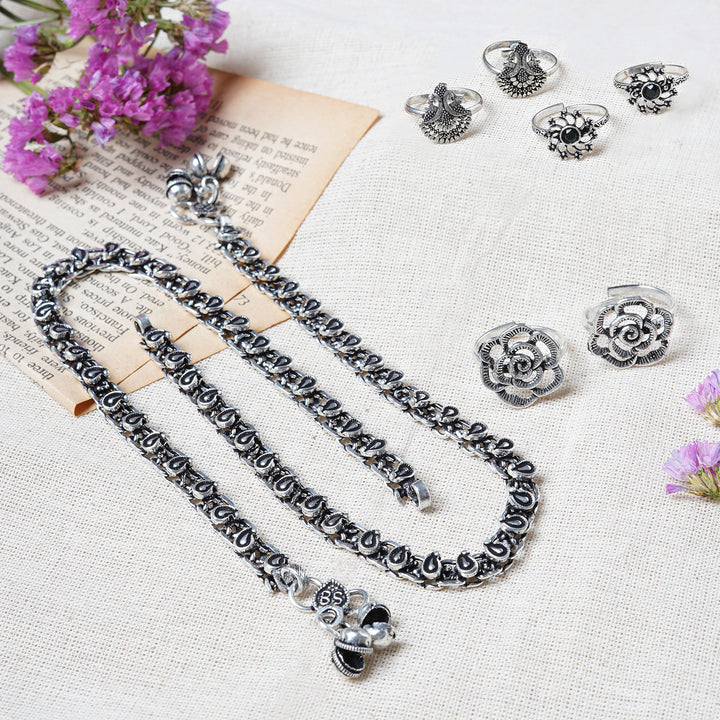 Teejh Himali Set of Anklet and 3 Toe Rings