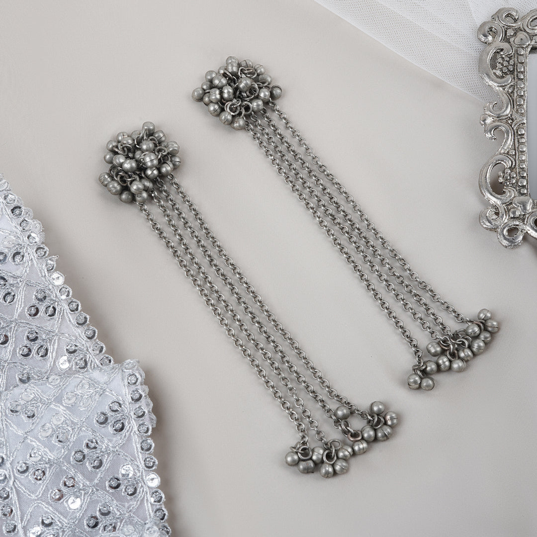 Teejh Khurmi Silver Oxidised Ghungroo Earring