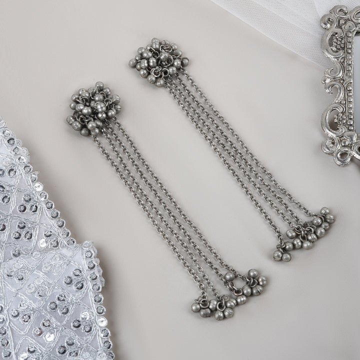 Teejh Khurmi Silver Oxidised Ghungroo Earring