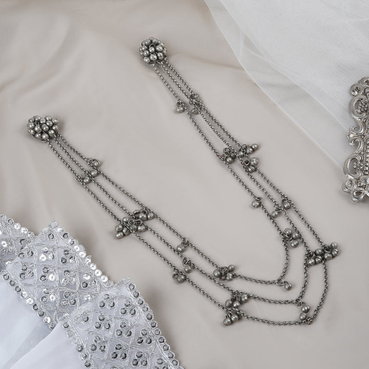 Teejh Nazaha Silver Oxidised Ghungroo Earring Necklace
