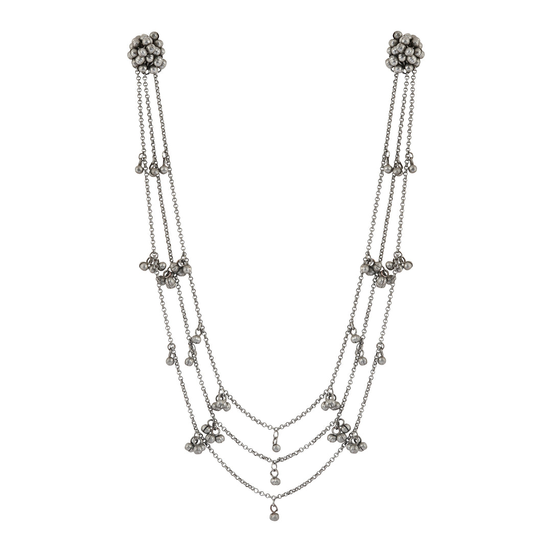 Teejh Nazaha Silver Oxidised Ghungroo Earring Necklace