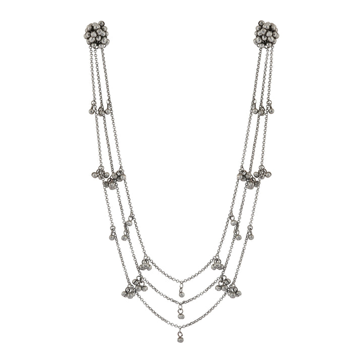 Teejh Nazaha Silver Oxidised Ghungroo Earring Necklace
