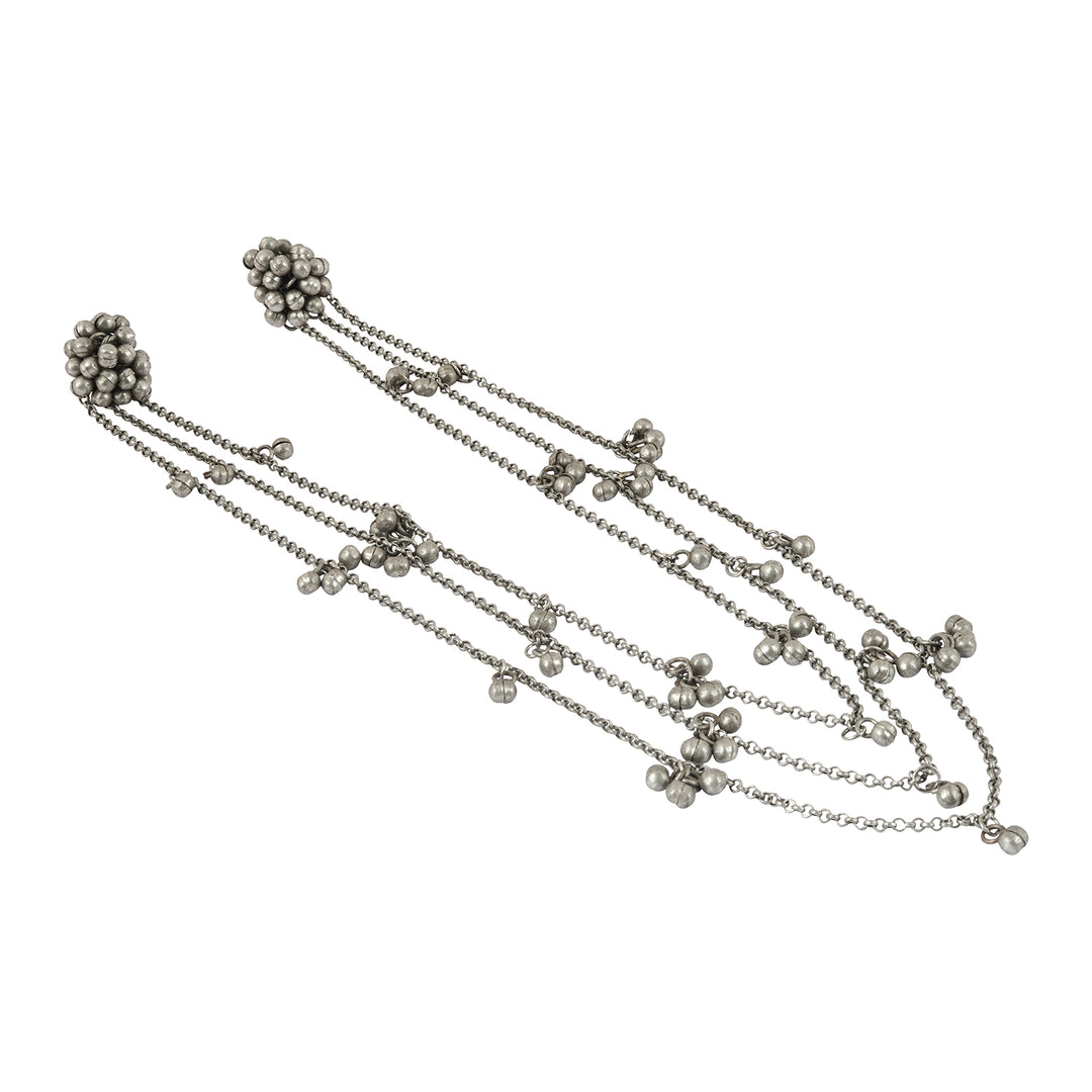 Teejh Nazaha Silver Oxidised Ghungroo Earring Necklace