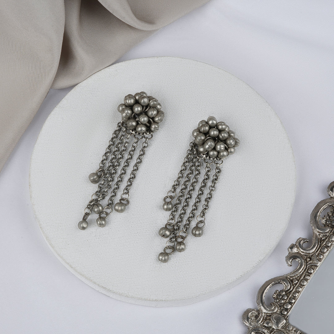 Teejh Aabida Ghungroo Silver Oxidised Earring