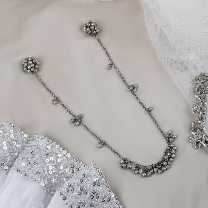 Teejh Sharia Silver Oxidised Ghungroo Earring Necklace