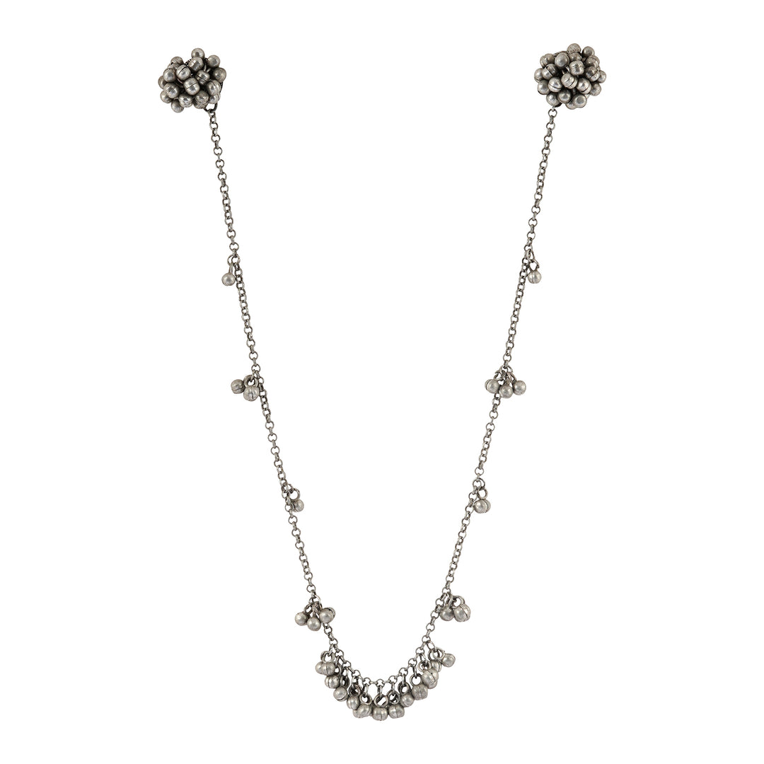 Teejh Sharia Silver Oxidised Ghungroo Earring Necklace