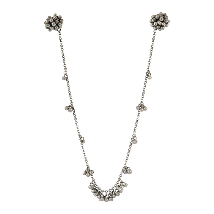 Teejh Sharia Silver Oxidised Ghungroo Earring Necklace