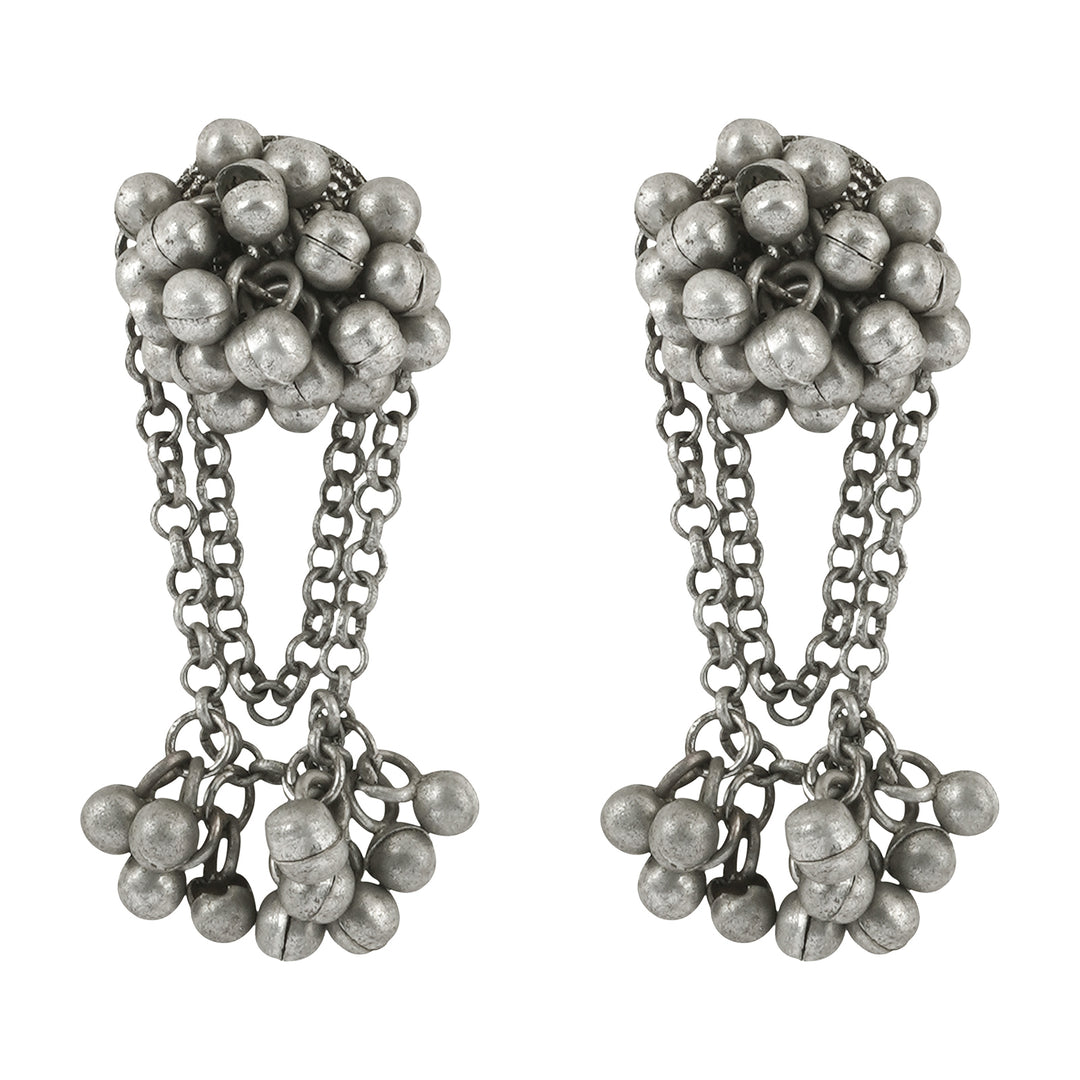 Teejh Tazkia Silver Oxidised Ghungroo Earring