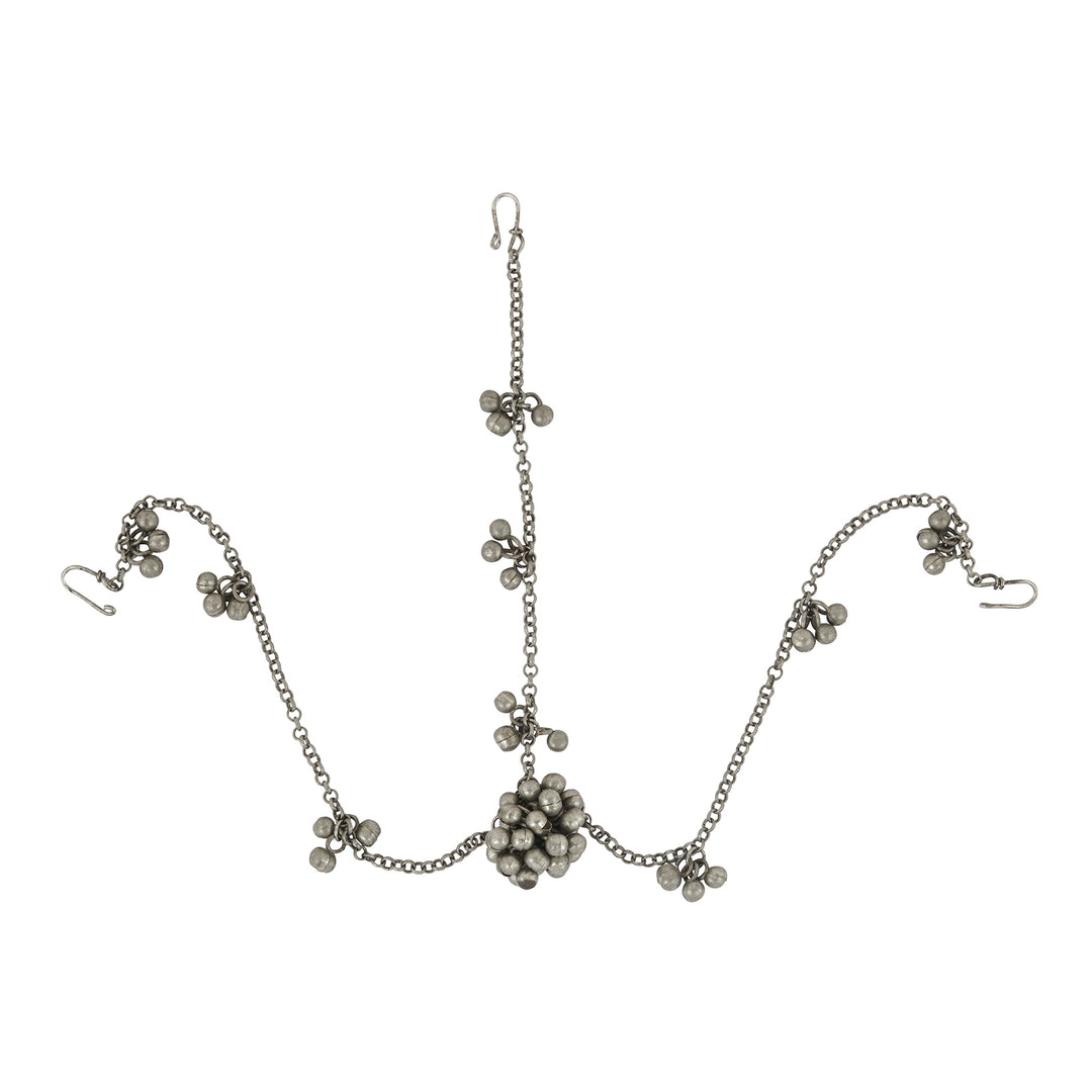 Teejh Mahira Silver Oxidised Ghungroo Maang Tikka