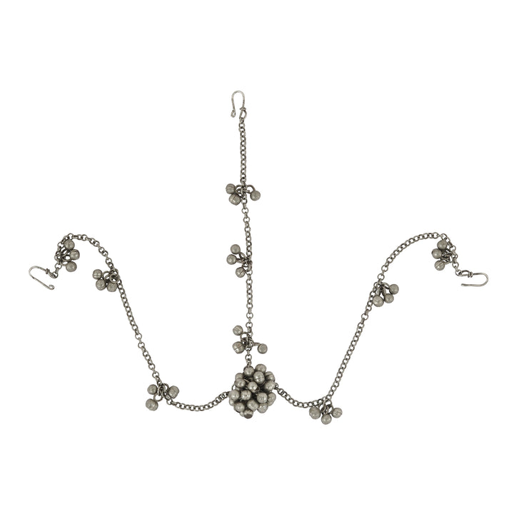Teejh Mahira Silver Oxidised Ghungroo Maang Tikka