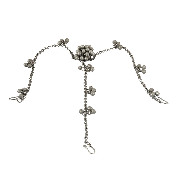 Teejh Mahira Silver Oxidised Ghungroo Maang Tikka