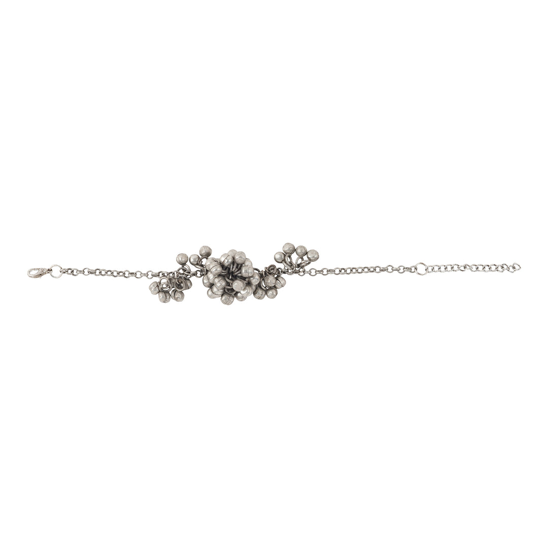 Teejh Aafrah Ghungroo Silver Oxidised Bracelet