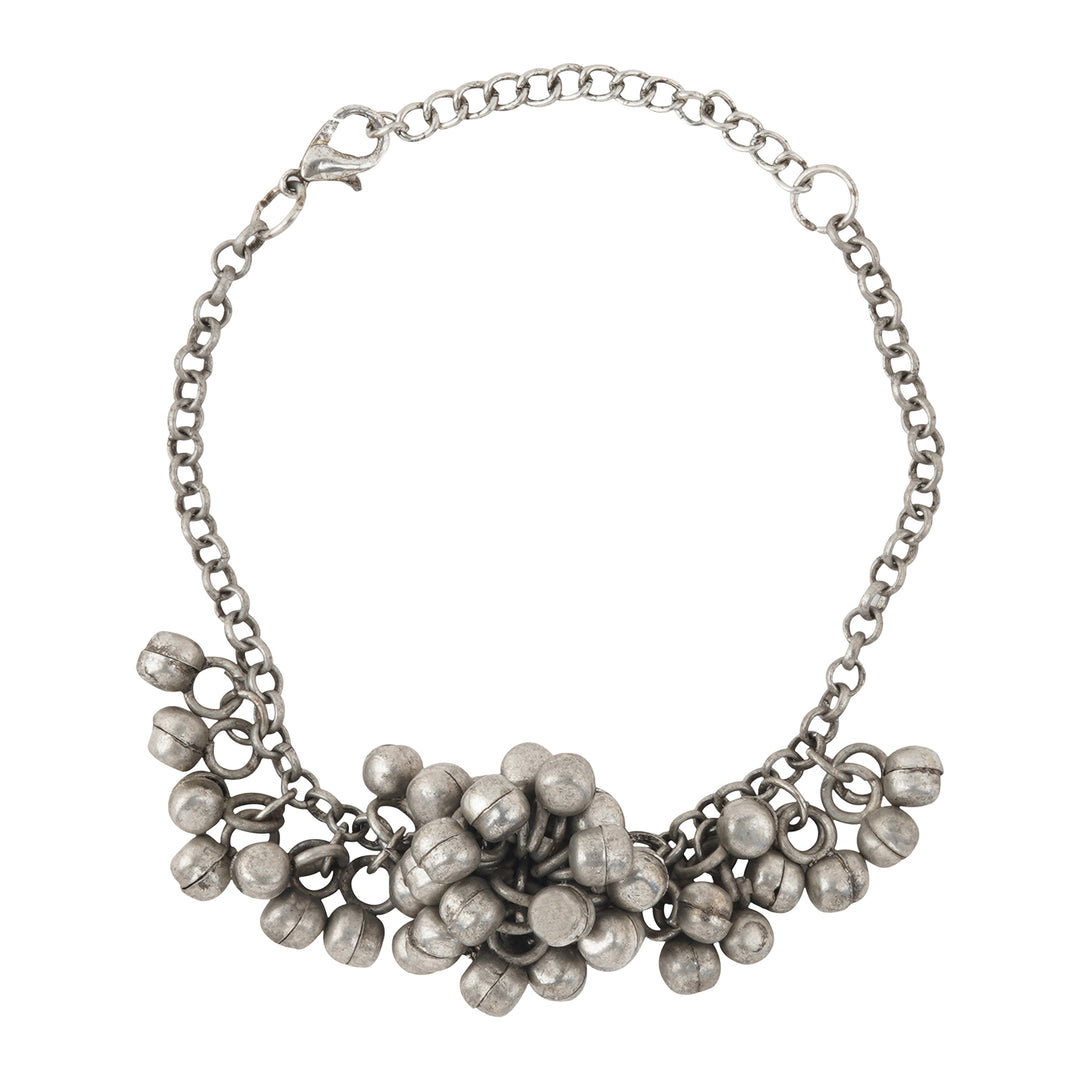 Teejh Aafrah Ghungroo Silver Oxidised Bracelet