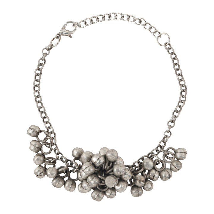 Teejh Aafrah Ghungroo Silver Oxidised Bracelet