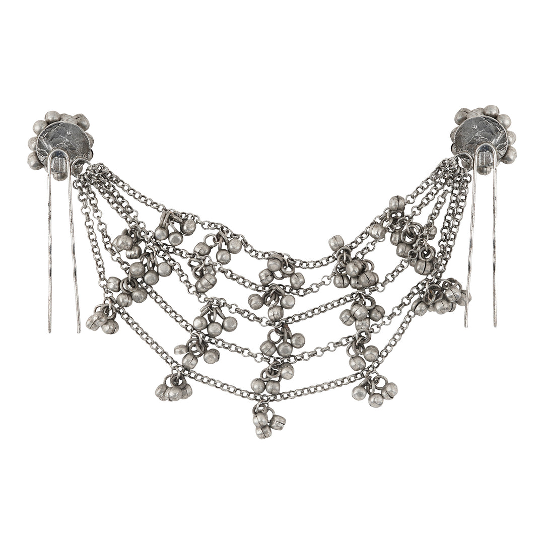 Teejh Aamna Ghungroo Silver Oxidised Bun Stick