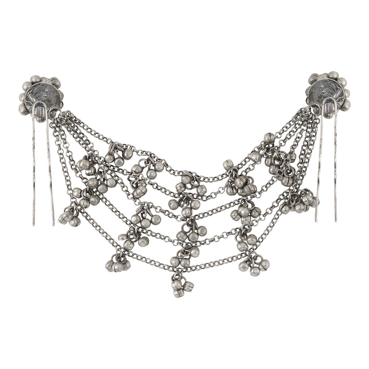 Teejh Aamna Ghungroo Silver Oxidised Bun Stick