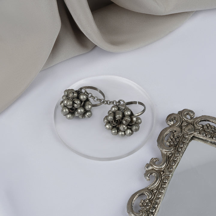 Teejh Mawra Silver Oxidised Ghungroo Ring