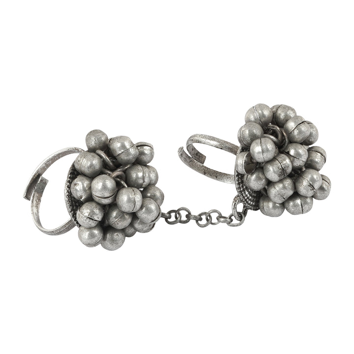 Teejh Mawra Silver Oxidised Ghungroo Ring