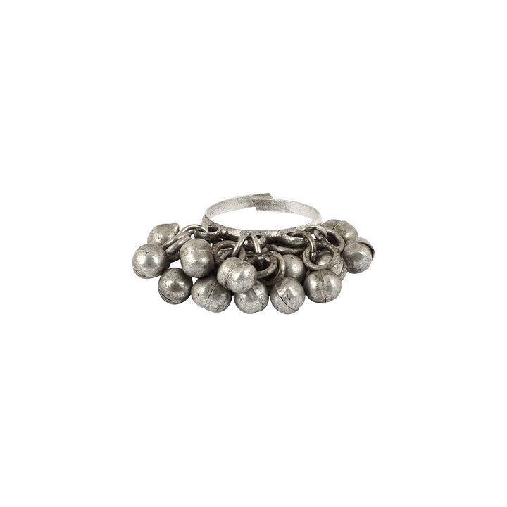Teejh Naznin Silver Oxidised Ghungroo Ring