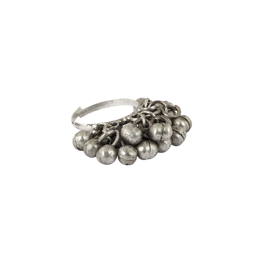 Teejh Naznin Silver Oxidised Ghungroo Ring
