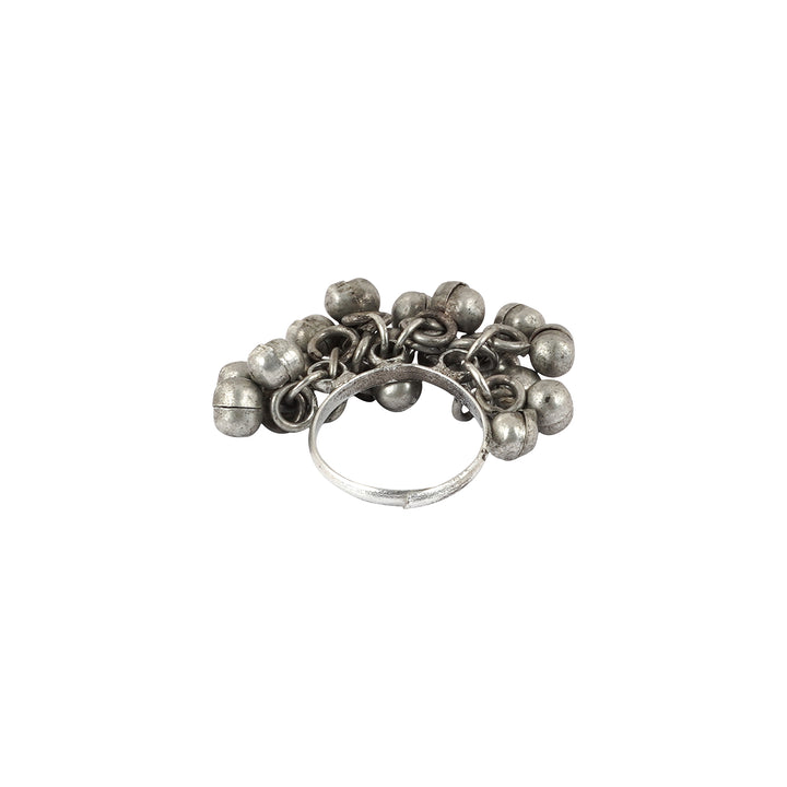 Teejh Naznin Silver Oxidised Ghungroo Ring