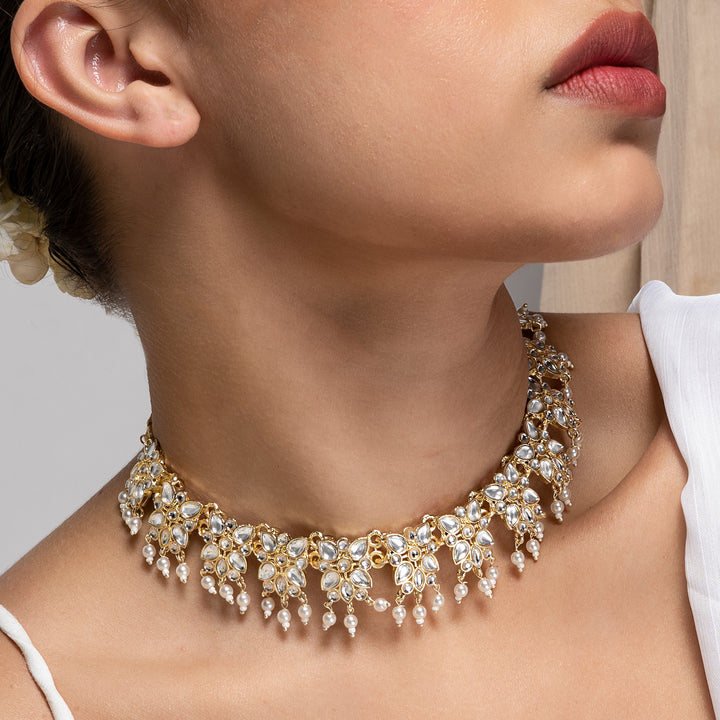 Teejh Anuka Pearl and Polki Necklace