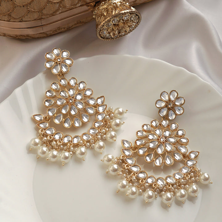Teejh Raima Pearl and Polki Earring