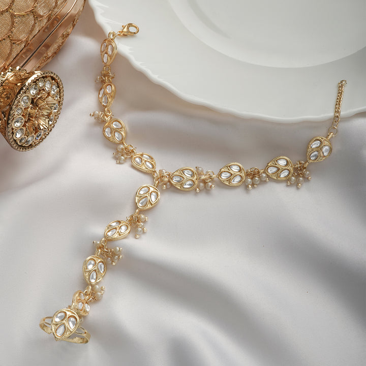 Teejh Navia Pearl and Polki Haath Phool