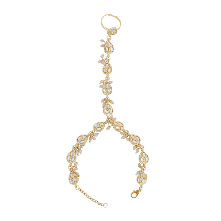 Teejh Navia Pearl and Polki Haath Phool