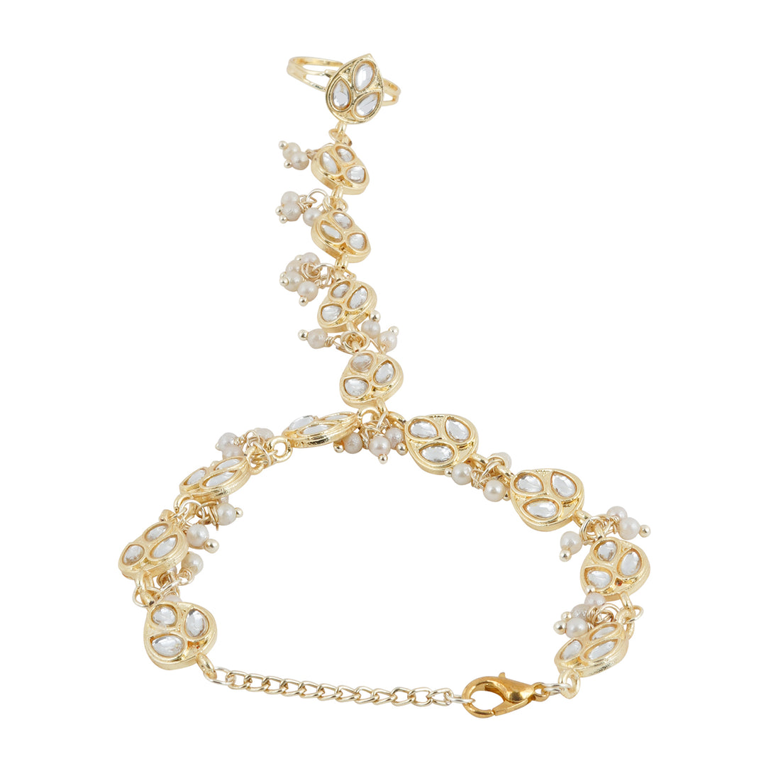 Teejh Navia Pearl and Polki Haath Phool