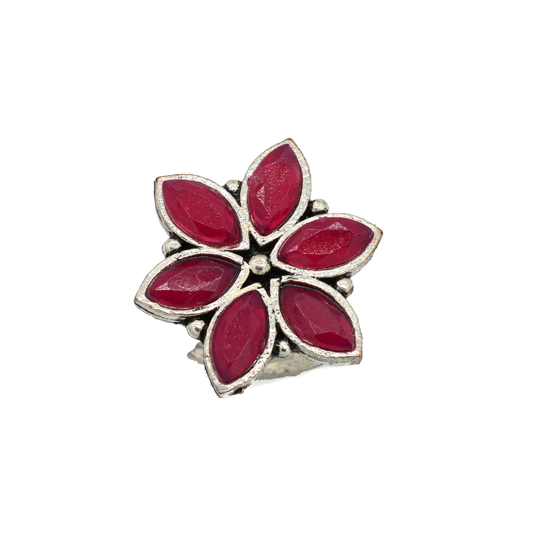 Rima Pink Silver Oxidized Jewelry Gift Set - Teejh