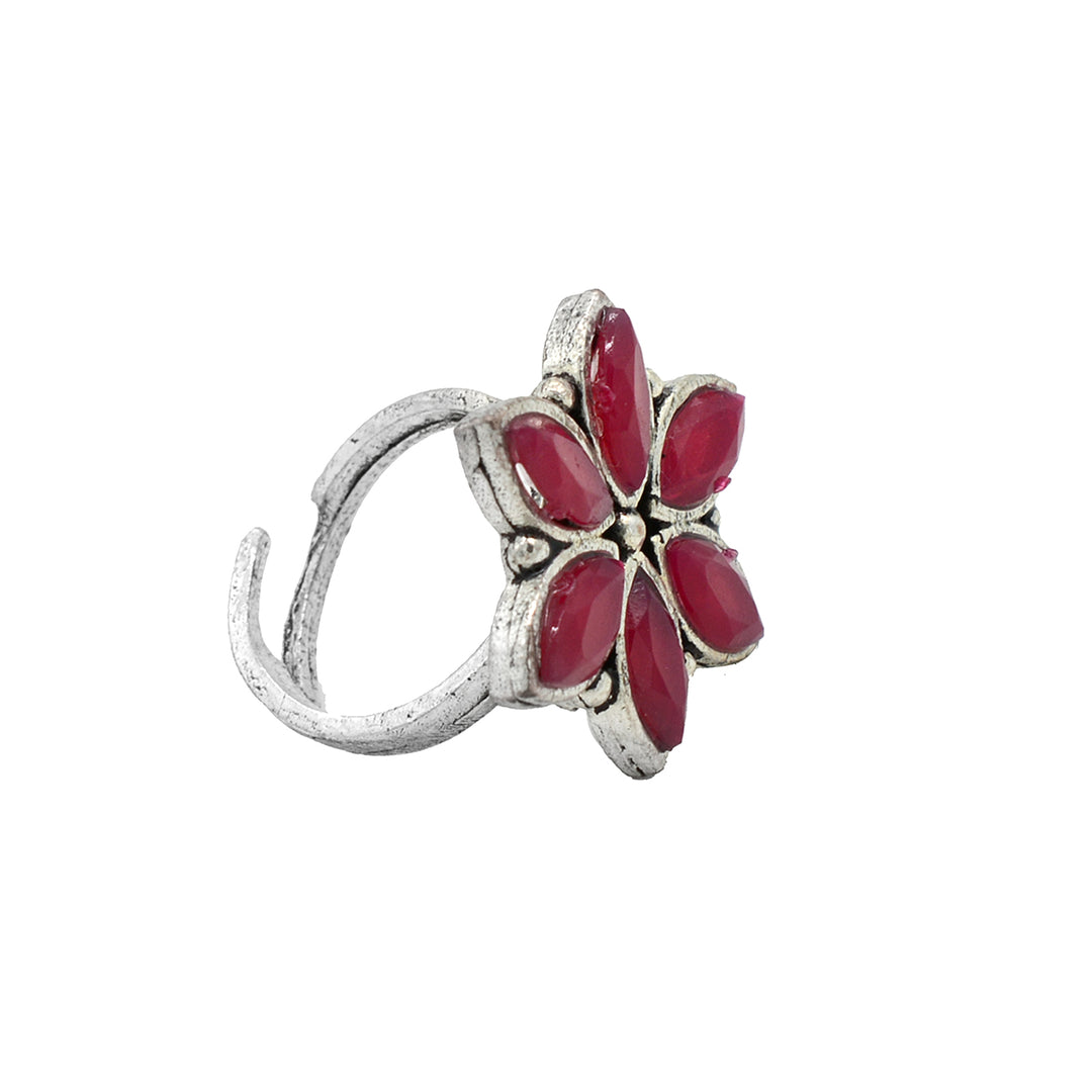 Rima Pink Silver Oxidized Jewelry Gift Set - Teejh
