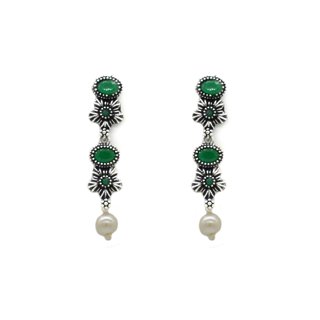 Urmi Green Silver Oxidized Jewelry Gift Set - Teejh