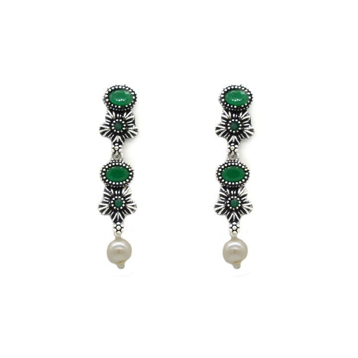 Urmi Green Silver Oxidized Jewelry Gift Set - Teejh