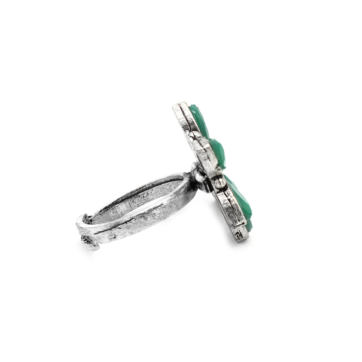 Urmi Green Silver Oxidized Jewelry Gift Set - Teejh
