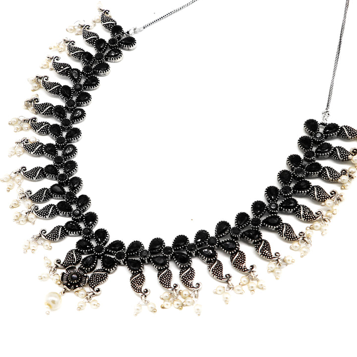 Maya  Black Silver Oxidized Jewelry Set - Teejh