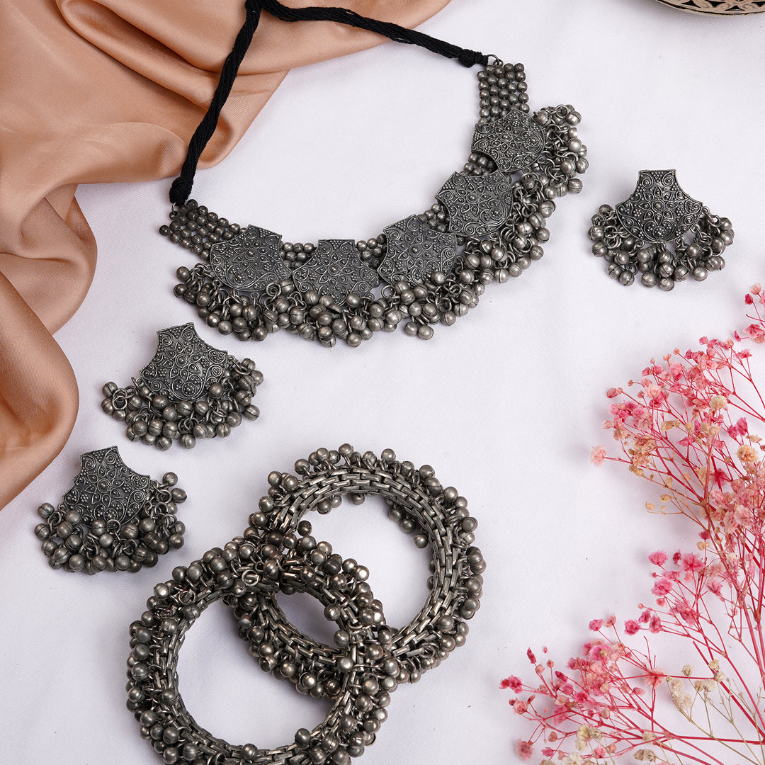 Teejh Manisha Silver Oxidised Jewelry Gift Set