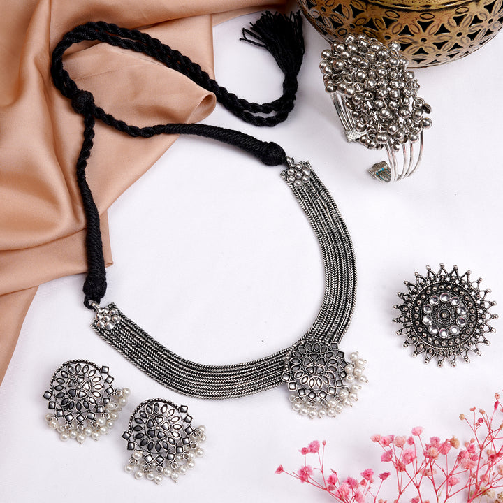 Teejh Sarah Silver Oxidised Jewelry Gift Set
