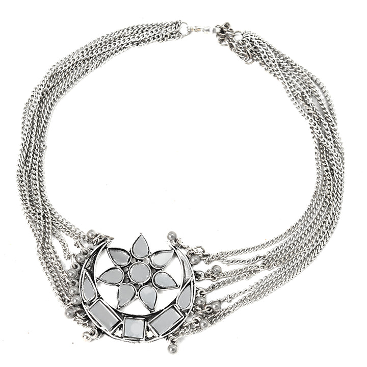 Janvi Silver Oxidized Mirror Jewelry Gift Set - Teejh