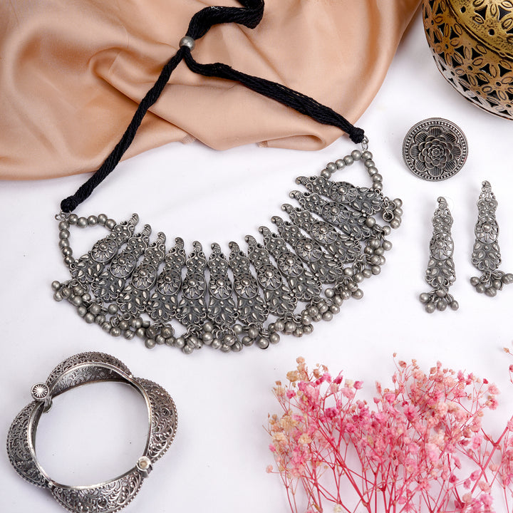 Teejh Sumira Silver Oxidised Jewelry  Gift Set