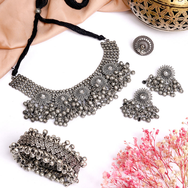 Teejh  Rai Silver Oxidised Jewelry Gift Set
