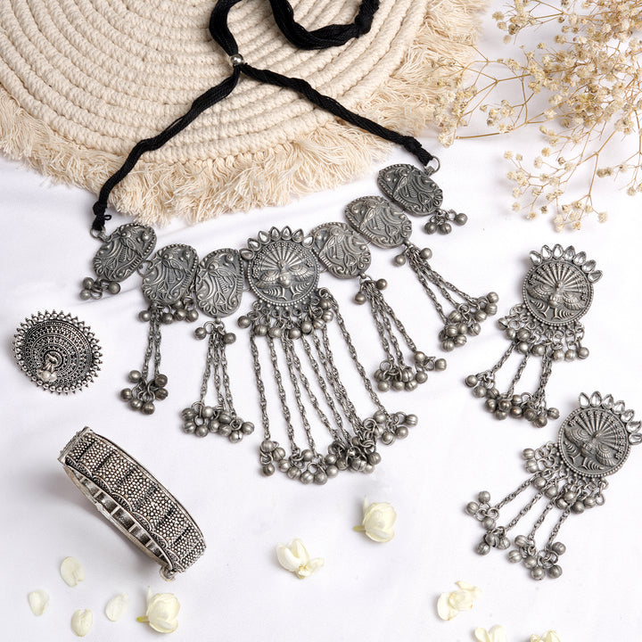 Teejh Sampurna Silver Oxidised Jewelry Gift Set