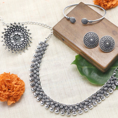 Teejh Riya Silver Oxidized Jewellery Gift Set - Teejh
