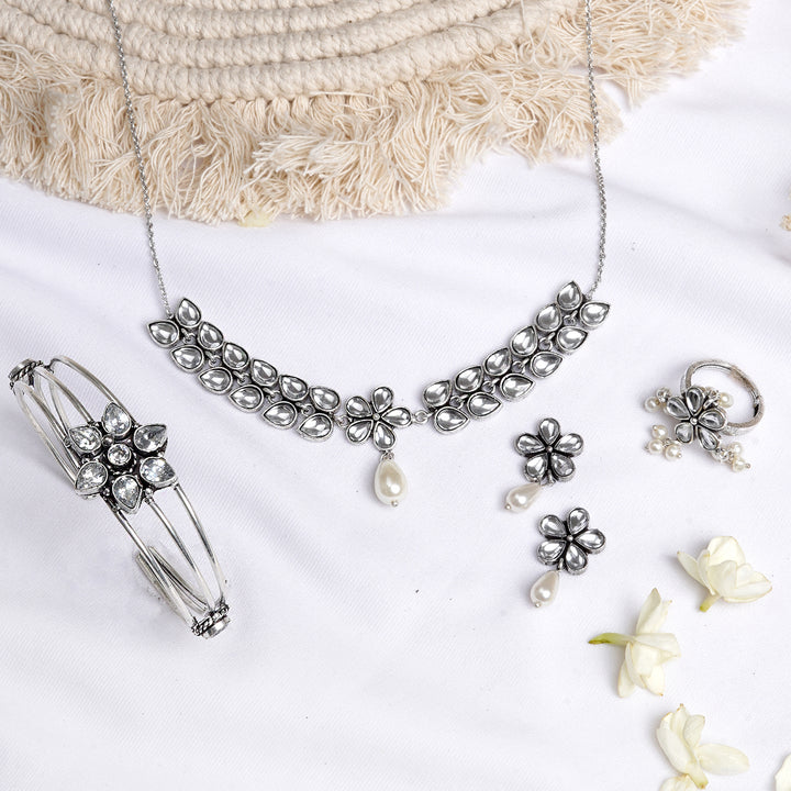 Teejh Chitralekha Silver Oxidised Jewelry Gift Set